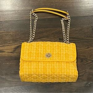 Kate Spade Natalia Medium Flap Shoulder Bag Yellow Tweed NWOT